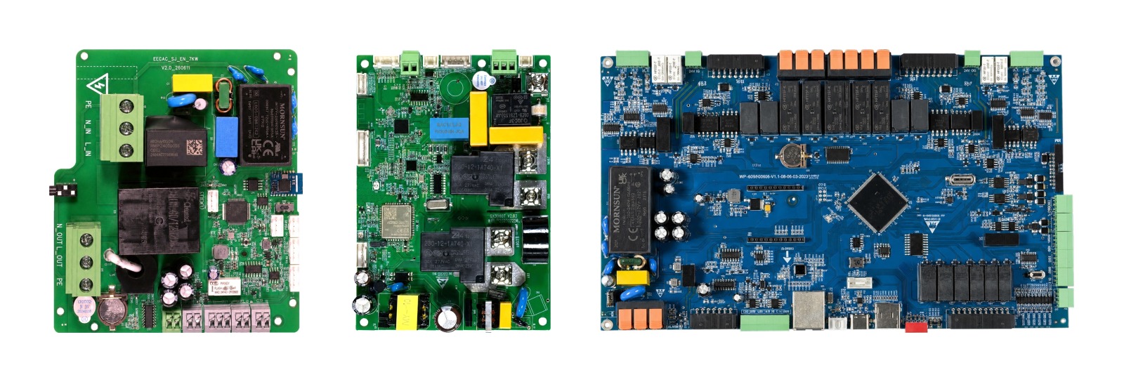 eectec charging controllers: FJ1 European AC mainboard, A1 GB/T high-integration mainboard and M4 dual-connector DC controller