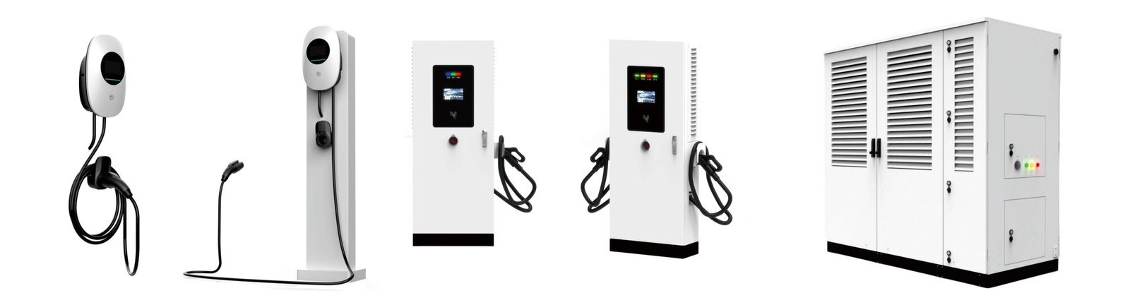 eectec complete systems: AC wallbox, pedestal charger, DC fast chargers and storage-integrated charging cabinet